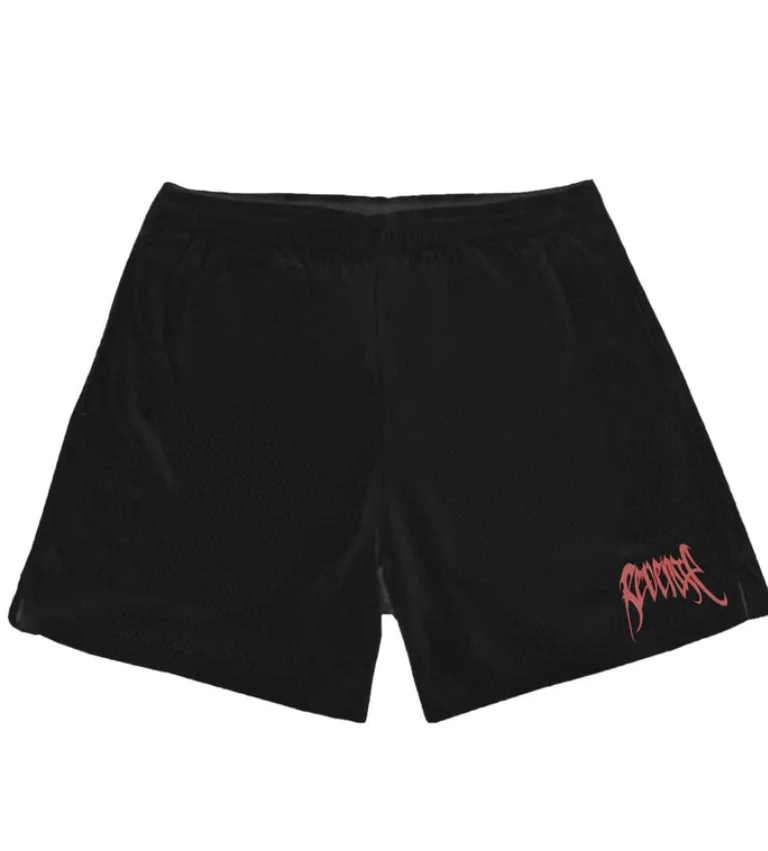 Revenge Embroidered Logo Mesh Short Black/Red Revenge Embroidered Logo Mesh Short Black/Red