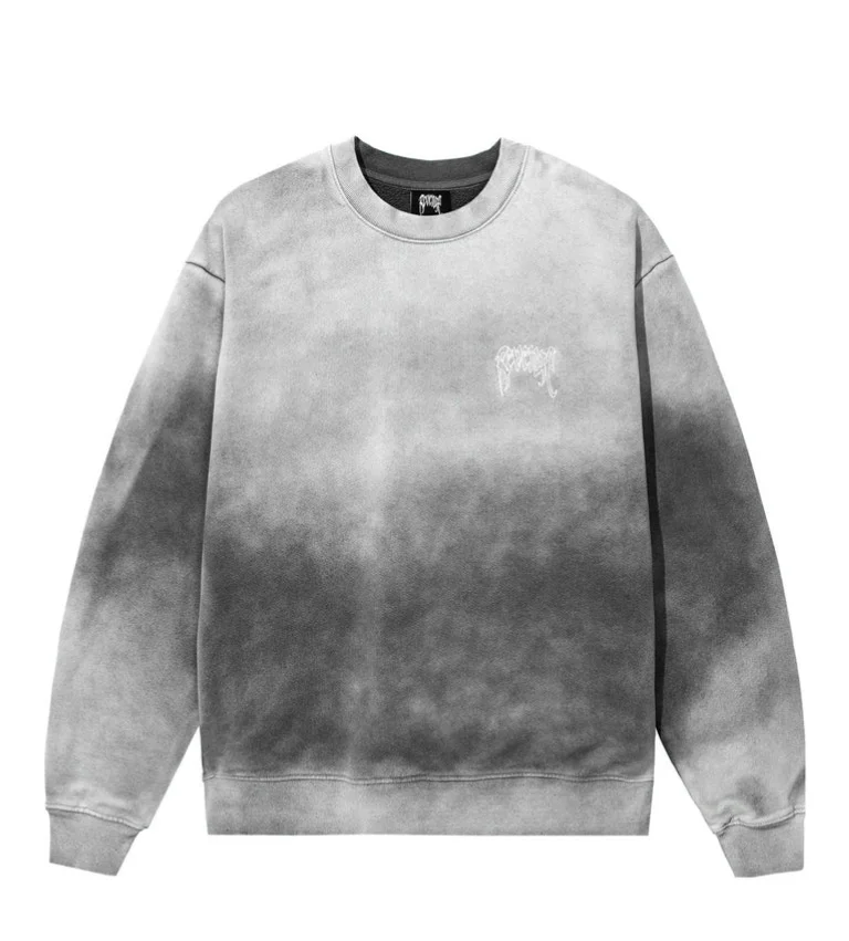 Revenge Distressed Washed Embroidered Crewneck Charcoal Revenge Distressed Washed Embroidered Crewneck Charcoal
