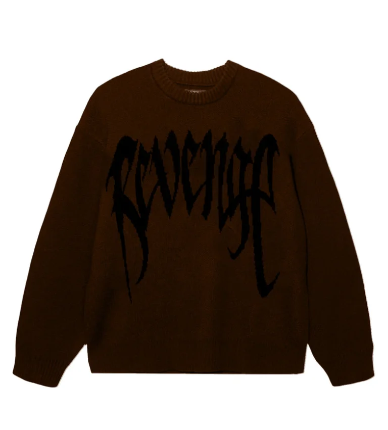 Revenge Arch Logo Knit Sweater Brown/Black Revenge Arch Logo Knit Sweater Brown/Black
